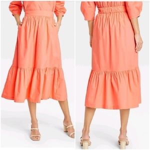 SOFT GIRL FLOWY SALMON PINK SKIRT